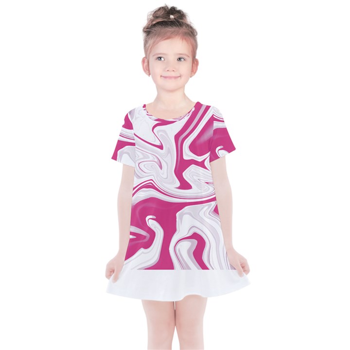 Pink Marble T- Shirt Pink Red Elegante Liquid Marble Fluid Art Design Style  T- Shirt Kids  Simple Cotton Dress