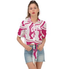 Pink Marble T- Shirt Pink Red Elegante Liquid Marble Fluid Art Design Style  T- Shirt Tie Front Shirt  by maxcute