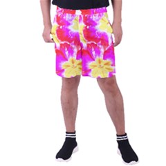 Pink T- Shirt Pink, Red Flowers Men s Pocket Shorts by maxcute