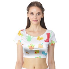 Plants T- Shirt Gardening Pattern Garden Tools Plants Lover T- Shirt Short Sleeve Crop Top