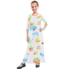 Plants T- Shirt Gardening Pattern Garden Tools Plants Lover T- Shirt Kids  Quarter Sleeve Maxi Dress by maxcute