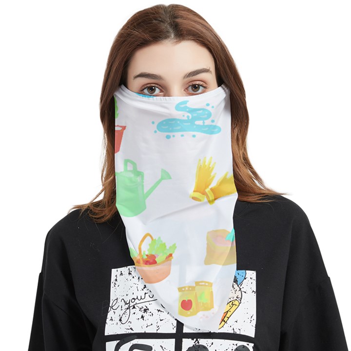 Plants T- Shirt Gardening Pattern Garden Tools Plants Lover T- Shirt Face Covering Bandana (Triangle)