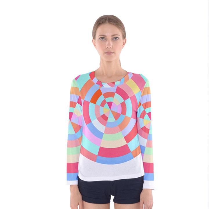 Pop Art T- Shirt Pop Art Color Wheel T- Shirt Women s Long Sleeve Tee