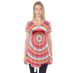 Pop Art T- Shirt Pop Mod Circles #3 T- Shirt Short Sleeve Tunic  by maxcute