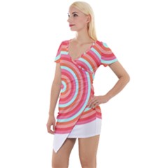 Pop Art T- Shirt Pop Mod Circles #3 T- Shirt Short Sleeve Asymmetric Mini Dress by maxcute