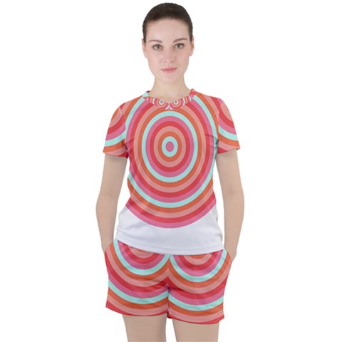 Pop Art T- Shirt Pop Mod Circles #3 T- Shirt Women s Tee And Shorts Set by maxcute