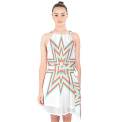 Pop Art T- Shirt Retro Star 3 Halter Collar Waist Tie Chiffon Dress by maxcute