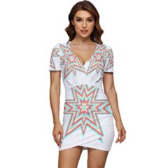 Pop Art T- Shirt Retro Star 3 Low Cut Cap Sleeve Mini Dress