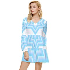 Pop Art T- Shirt Retro Star T- Shirt Tiered Long Sleeve Mini Dress by maxcute