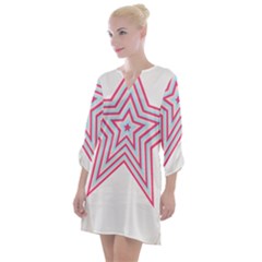 Pop Art T- Shirt Retro Star Open Neck Shift Dress by maxcute