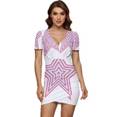 Pop Art T- Shirt Retro Star Low Cut Cap Sleeve Mini Dress