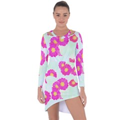 Primrose T- Shirt Pink Primula Primrose Flower Design T- Shirt Asymmetric Cut-out Shift Dress by maxcute