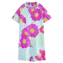 Primrose T- Shirt Pink Primula Primrose Flower Design T- Shirt Kids  Boyleg Half Suit Swimwear by maxcute