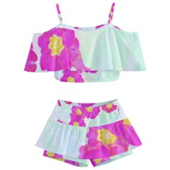 Primrose T- Shirt Pink Primula Primrose Flower Design T- Shirt Kids  Off Shoulder Skirt Bikini by maxcute