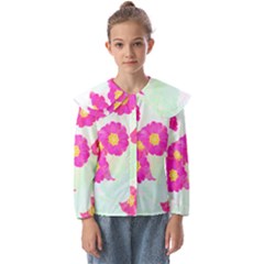 Primrose T- Shirt Pink Primula Primrose Flower Design T- Shirt Kids  Peter Pan Collar Blouse by maxcute