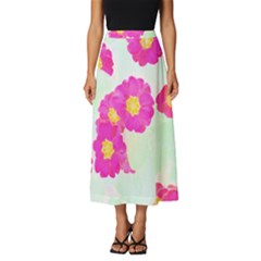 Primrose T- Shirt Pink Primula Primrose Flower Design T- Shirt Classic Midi Chiffon Skirt