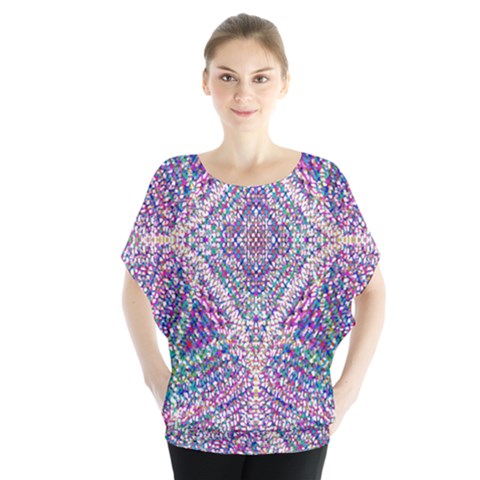 Psychedelic Pattern T- Shirt Psychedelic Pastel Fractal All Over Pattern T- Shirt Batwing Chiffon Blouse by maxcute