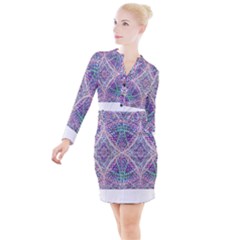 Psychedelic Pattern T- Shirt Psychedelic Pastel Fractal All Over Pattern T- Shirt Button Long Sleeve Dress by maxcute