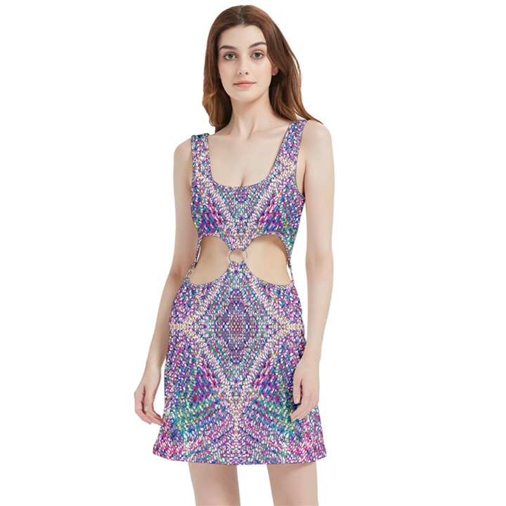 Psychedelic Pattern T- Shirt Psychedelic Pastel Fractal All Over Pattern T- Shirt Velour Cutout Dress