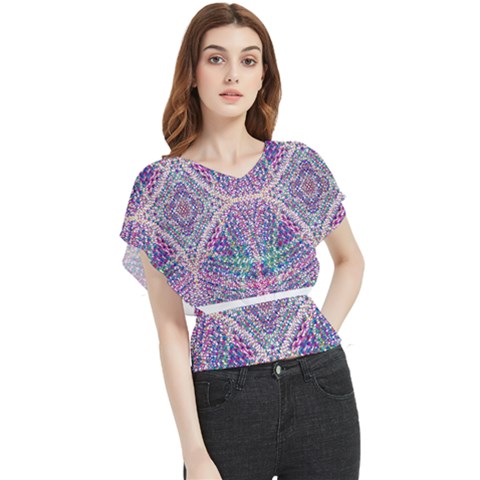 Psychedelic Pattern T- Shirt Psychedelic Pastel Fractal All Over Pattern T- Shirt Butterfly Chiffon Blouse by maxcute