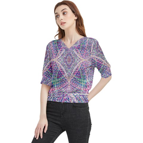 Psychedelic Pattern T- Shirt Psychedelic Pastel Fractal All Over Pattern T- Shirt Quarter Sleeve Blouse by maxcute