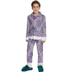 Psychedelic Pattern T- Shirt Psychedelic Pastel Fractal All Over Pattern T- Shirt Kids  Long Sleeve Velvet Pajamas Set