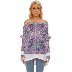 Psychedelic Pattern T- Shirt Psychedelic Pastel Fractal All Over Pattern T- Shirt Off Shoulder Chiffon Pocket Shirt by maxcute