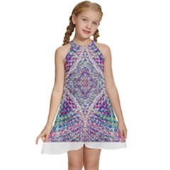 Psychedelic Pattern T- Shirt Psychedelic Pastel Fractal All Over Pattern T- Shirt Kids  Halter Collar Waist Tie Chiffon Dress by maxcute