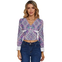 Psychedelic Pattern T- Shirt Psychedelic Pastel Fractal All Over Pattern T- Shirt Long Sleeve V-neck Top