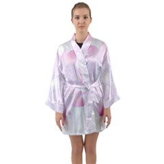 Purple Flowers T- Shirt Beautiful White And Yellow Purple Flower T- Shirt Long Sleeve Satin Kimono by maxcute