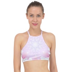 Purple Flowers T- Shirt Beautiful White And Yellow Purple Flower T- Shirt Racer Front Bikini Top by maxcute