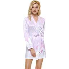 Purple Flowers T- Shirt Beautiful White And Yellow Purple Flower T- Shirt Long Sleeve Satin Robe by maxcute