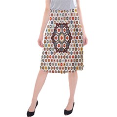 Quilt T- Shirt Early American Quilt T- Shirt Midi Beach Skirt by maxcute