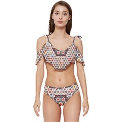 Quilt T- Shirt Early American Quilt T- Shirt Ruffle Edge Tie Up Bikini Set	