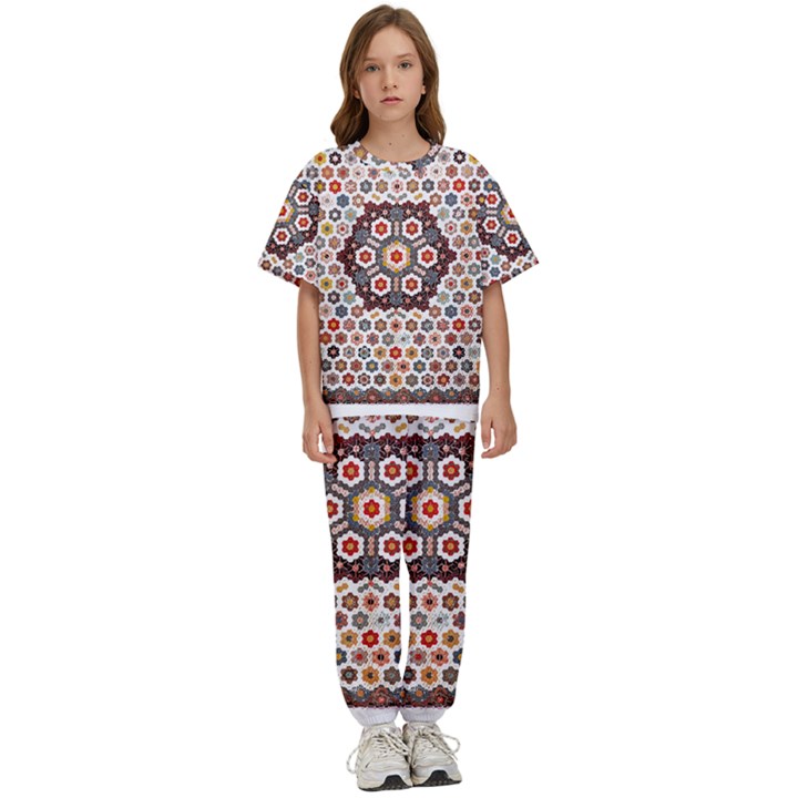 Quilt T- Shirt Early American Quilt T- Shirt Kids  Tee and Pants Sports Set