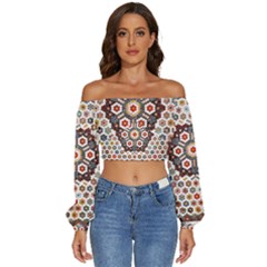 Quilt T- Shirt Early American Quilt T- Shirt Long Sleeve Crinkled Weave Crop Top