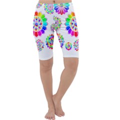 Rainbow Flowers T- Shirt Rainbow Psychedelic Floral Power Pattern T- Shirt Cropped Leggings  by maxcute