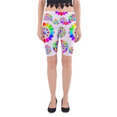 Rainbow Flowers T- Shirt Rainbow Psychedelic Floral Power Pattern T- Shirt Yoga Cropped Leggings by maxcute