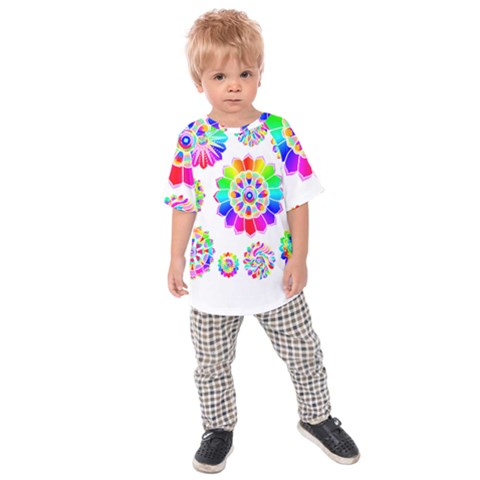 Rainbow Flowers T- Shirt Rainbow Psychedelic Floral Power Pattern T- Shirt Kids  Raglan Tee by maxcute