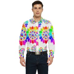 Rainbow Flowers T- Shirt Rainbow Psychedelic Floral Power Pattern T- Shirt Men s Long Sleeve  Shirt by maxcute