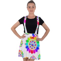 Rainbow Flowers T- Shirt Rainbow Psychedelic Floral Power Pattern T- Shirt Velvet Suspender Skater Skirt by maxcute