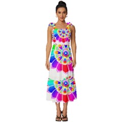 Rainbow Flowers T- Shirt Rainbow Psychedelic Floral Power Pattern T- Shirt Tie-strap Tiered Midi Chiffon Dress by maxcute