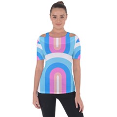 Rainbow T- Shirt Aqua Double Rainbow Arc T- Shirt Shoulder Cut Out Short Sleeve Top by maxcute