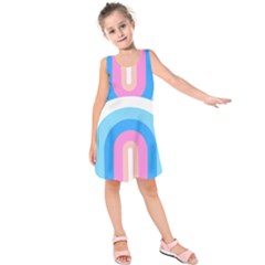 Rainbow T- Shirt Aqua Double Rainbow Arc T- Shirt Kids  Sleeveless Dress by maxcute