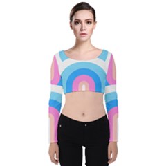 Rainbow T- Shirt Aqua Double Rainbow Arc T- Shirt Velvet Long Sleeve Crop Top by maxcute