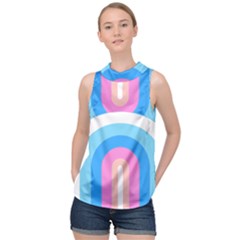 Rainbow T- Shirt Aqua Double Rainbow Arc T- Shirt High Neck Satin Top by maxcute