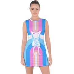 Rainbow T- Shirt Aqua Double Rainbow Arc T- Shirt Lace Up Front Bodycon Dress by maxcute