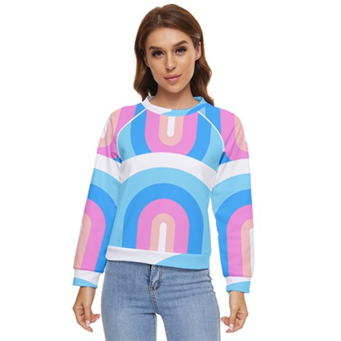 Rainbow T- Shirt Aqua Double Rainbow Arc T- Shirt Women s Long Sleeve Raglan Tee by maxcute