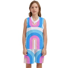 Rainbow T- Shirt Aqua Double Rainbow Arc T- Shirt Kids  Basketball Mesh Set