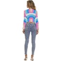 Rainbow T- Shirt Aqua Double Rainbow Arc T- Shirt Long Sleeve V-Neck Top View4